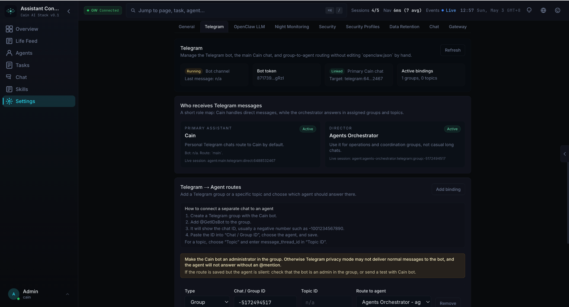 Settings preview