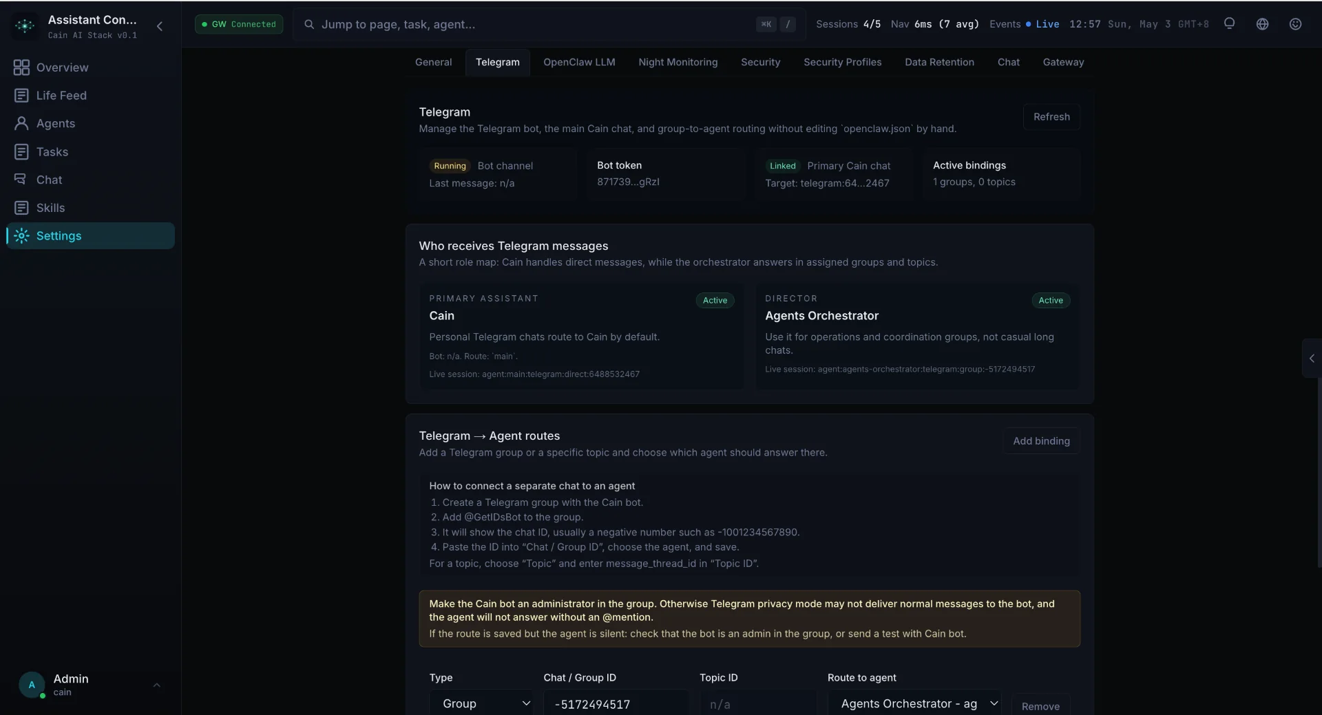 Settings preview